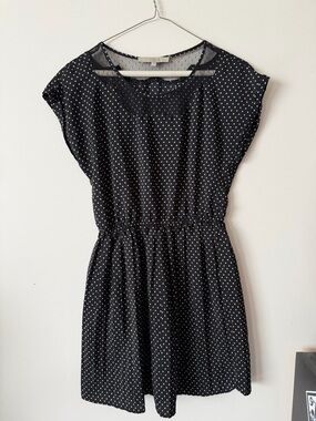Bordeaux Black Dress with White Polka Dots